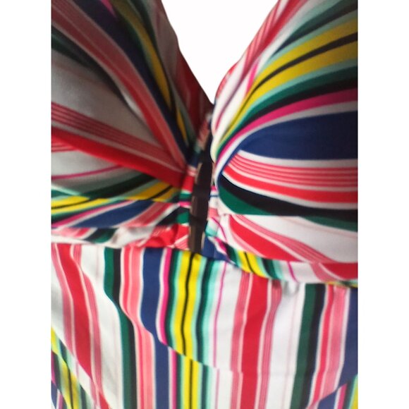 Swim Cacique Womens Tankini Swim Top Striped Multicolor Size 44DDD Padded Cups - Picture 4 of 11